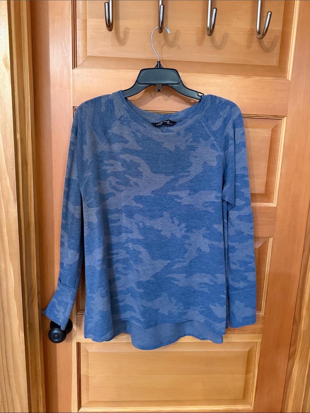 CHARLIE B Blue Camouflage Crew Neck Long Sleeve Top